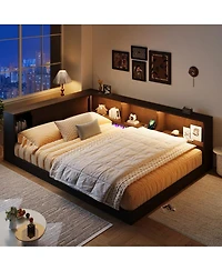 Streamdale Furniture Wood Daybed with Storage Shelves, Usb and Led