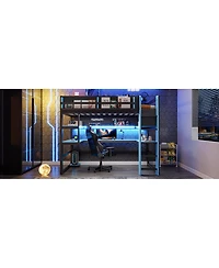 Streamdale Furniture Loft Bed with Desk, Storage, Rgb Light