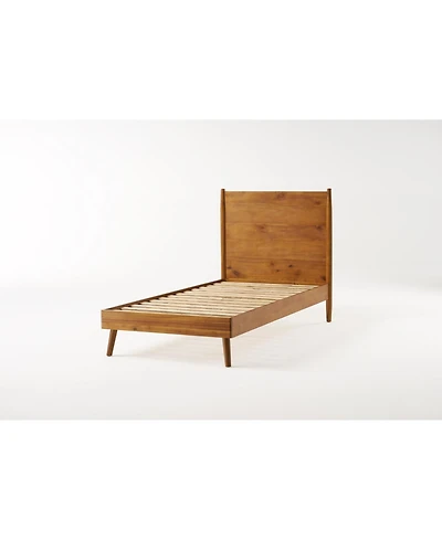 Streamdale Furniture Acacia Wood Bed With Mid-Century Modern Design
