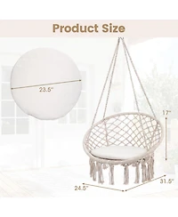 Costway Swing Chair, Hammock Chair with Round Seat Cushion, Indoor and Outdoor Boho