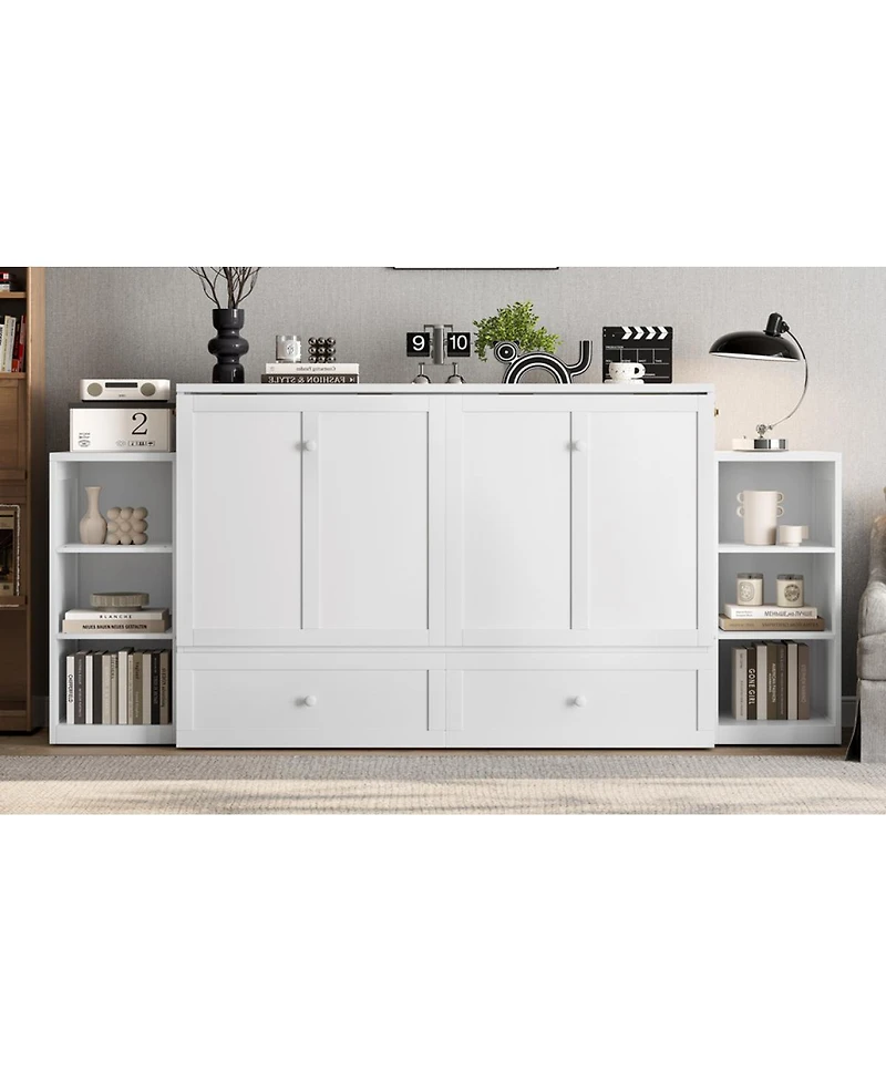 Streamdale Furniture Queen Murphy Bed With Storage Drawers and Shelves