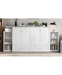 Streamdale Furniture Queen Murphy Bed With Storage Drawers and Shelves
