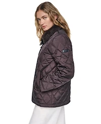 Dkny Women's Sherpa Collar Diamond-Quilted Coat