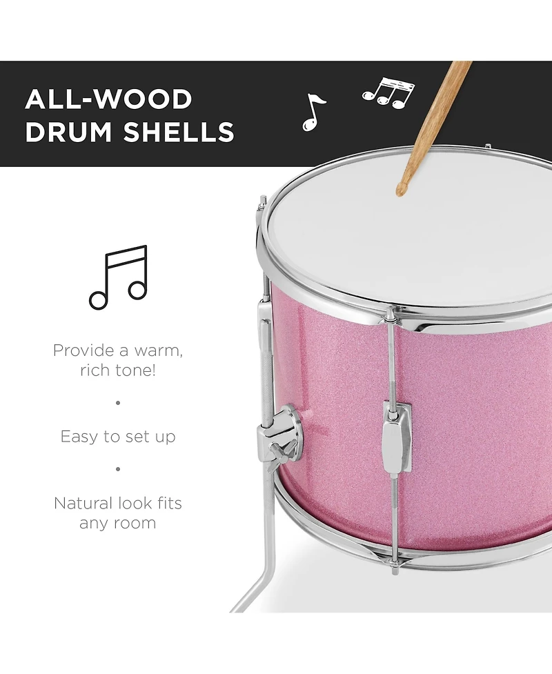 Best Choice Products 5-Piece Kids Beginner Junior Drum Set, Percussion Instrument Starter Kit with Stool