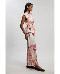 Karen Millen Women's Floral Straight Leg Trouser