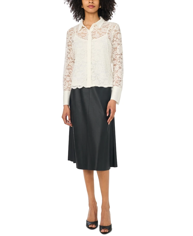 Vince Camuto Women's Collared Button-Front Knit Blouse