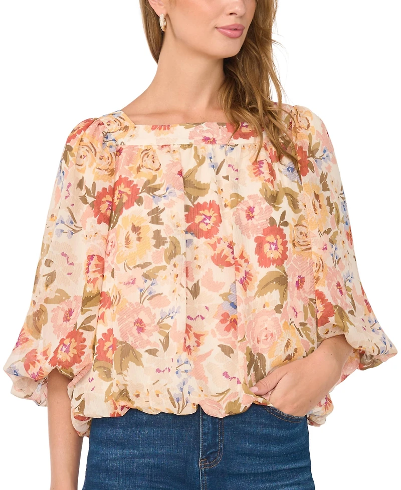 Vince Camuto Women's Square Neck Bubble Blouse
