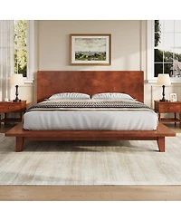 Streamdale Furniture Platform Bed Frame with Headboard , Wood Slat Support