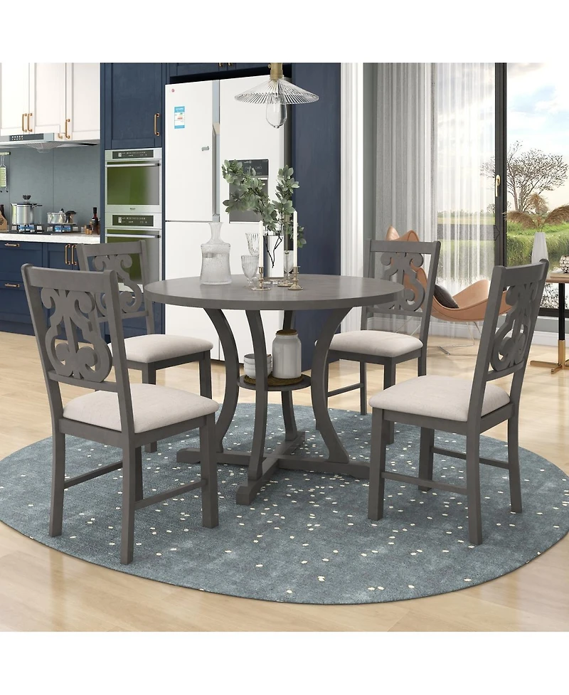 Streamdale Furniture 5-Piece Round Dining Table and Chair Set with Hollow