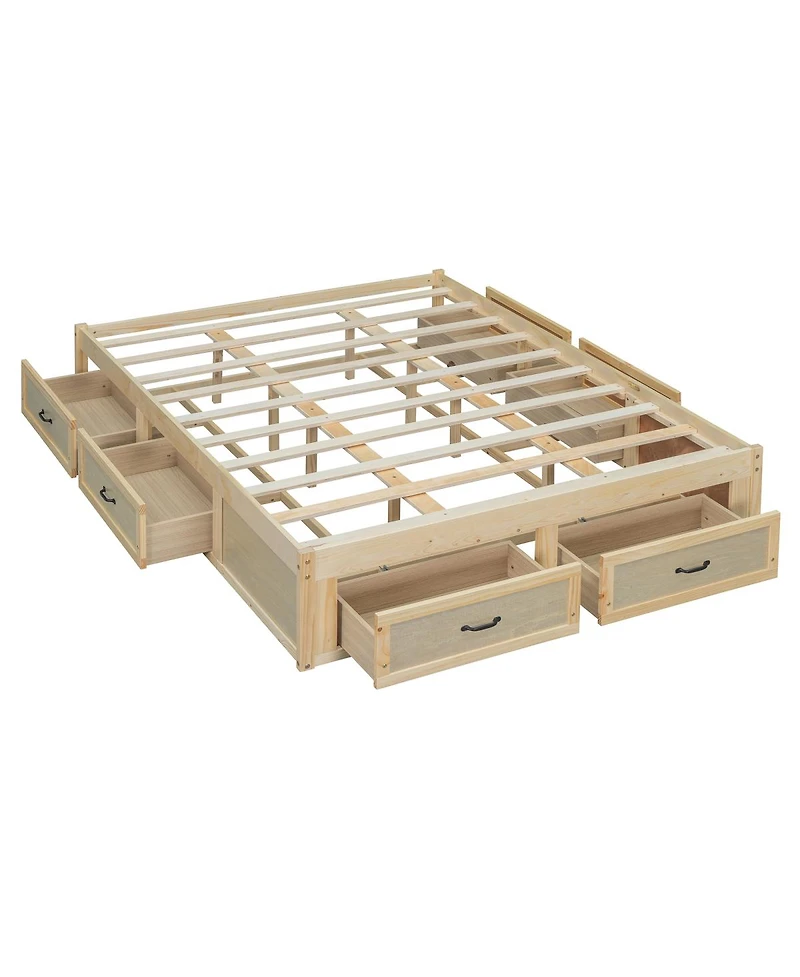 Streamdale Furniture Platform Bed with 6 Drawer