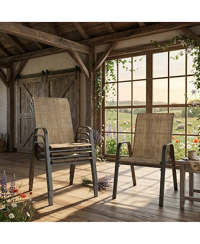 Streamdale Furniture Heavy-Duty Outdoor Teslin Fabric Chairs, 350 lbs Capacity, Ergonomic and Waterproof