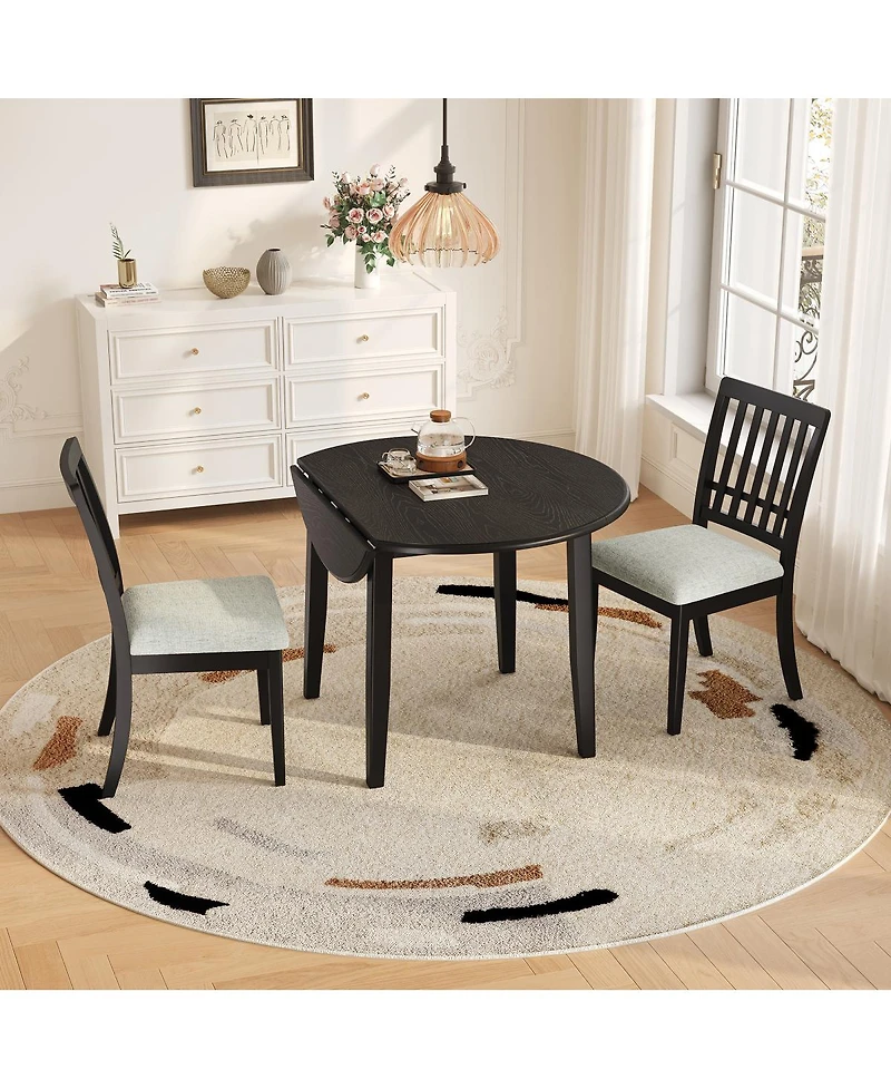 Streamdale Furniture 2-Person Folding Wood Dining Table Set with 2 Chairs