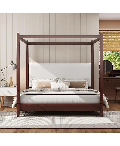 Streamdale Furniture Canopy Platform Bed with Upholstered Headboard