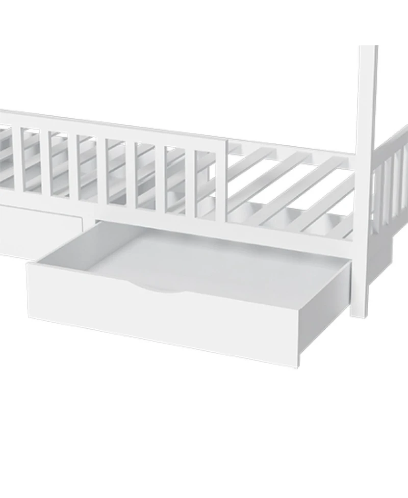 Streamdale Furniture Full House Bed with 2 Storage Drawers And Roof