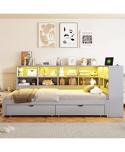 Streamdale Furniture Twin Xl to King Daybed Title Storage, Led, Usb