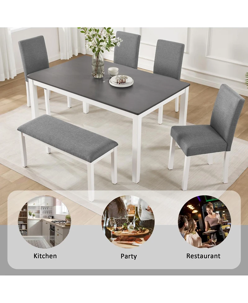 Streamdale Furniture 6-Piece Two-Tone Dining Set with Bench and Chairs