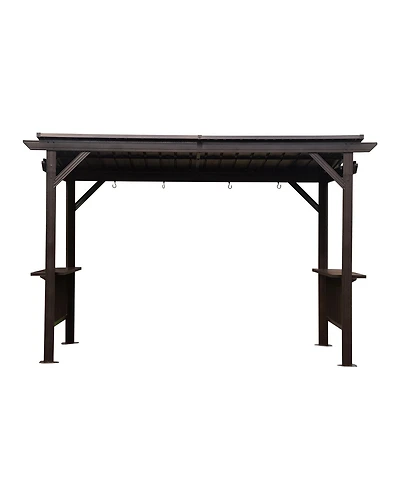 Streamdale Furniture Hardtop Grill Gazebo with Shelves and Galvanized Steel Roof