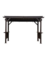 Streamdale Furniture Hardtop Grill Gazebo with Shelves and Galvanized Steel Roof