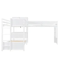 Streamdale Furniture L-Shaped Bunk Bed with Desk, Drawers, Usb/Power