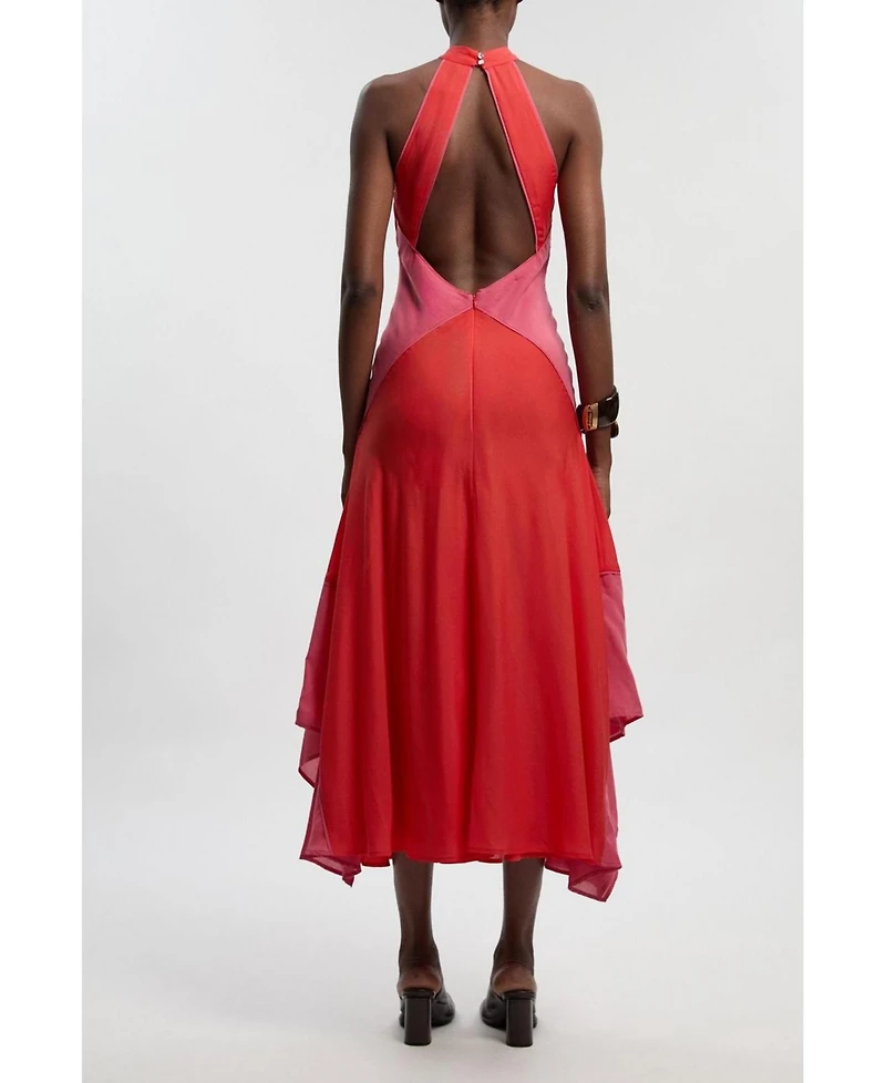 Karen Millen Women's Block Halter Midi A-Line Dress