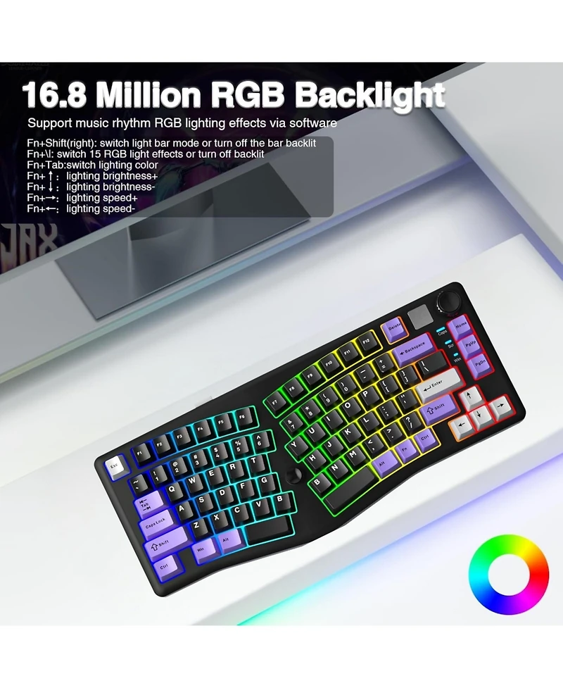 Aula Leobog A75 Alice Layout Mechanical Gaming Keyboard - Tri-Mode Wireless, Ergonomic Gasket Mount, Hot-Swappable