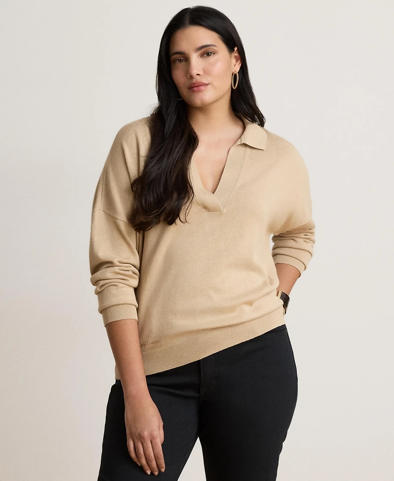 Lauren Ralph Women's V-Neck Polo Sweater