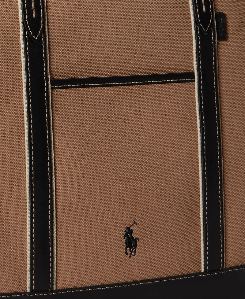 Polo Ralph Lauren Leather-Trim Canvas Medium Shopper Tote