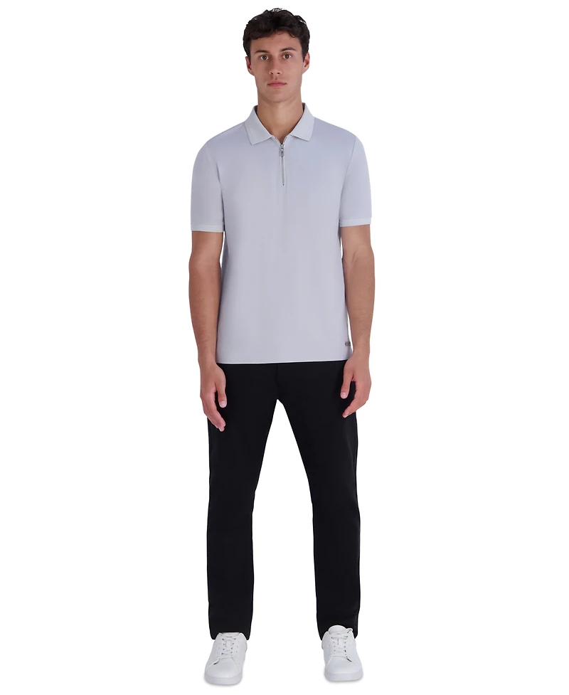 Karl Lagerfeld Paris Men's Quarter-Zip Precision Ponte Polo Shirt