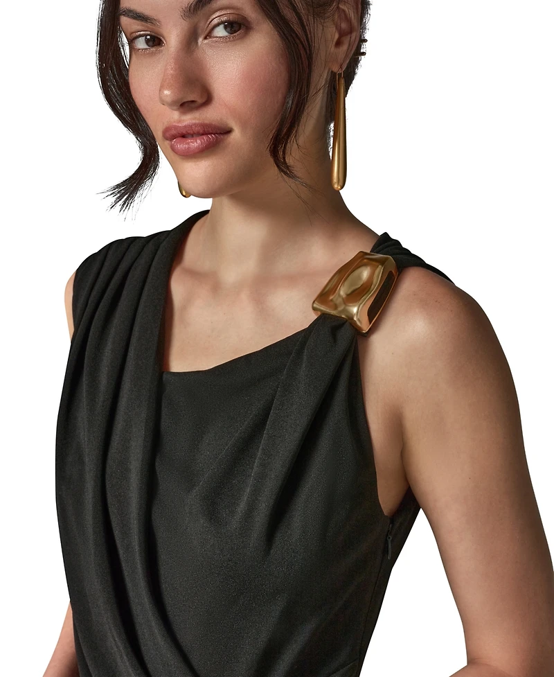 Donna Karan New York Women's Asymmetrical Neck Draped Gown