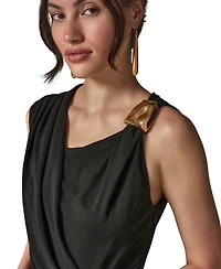 Donna Karan New York Women's Asymmetrical Neck Draped Gown