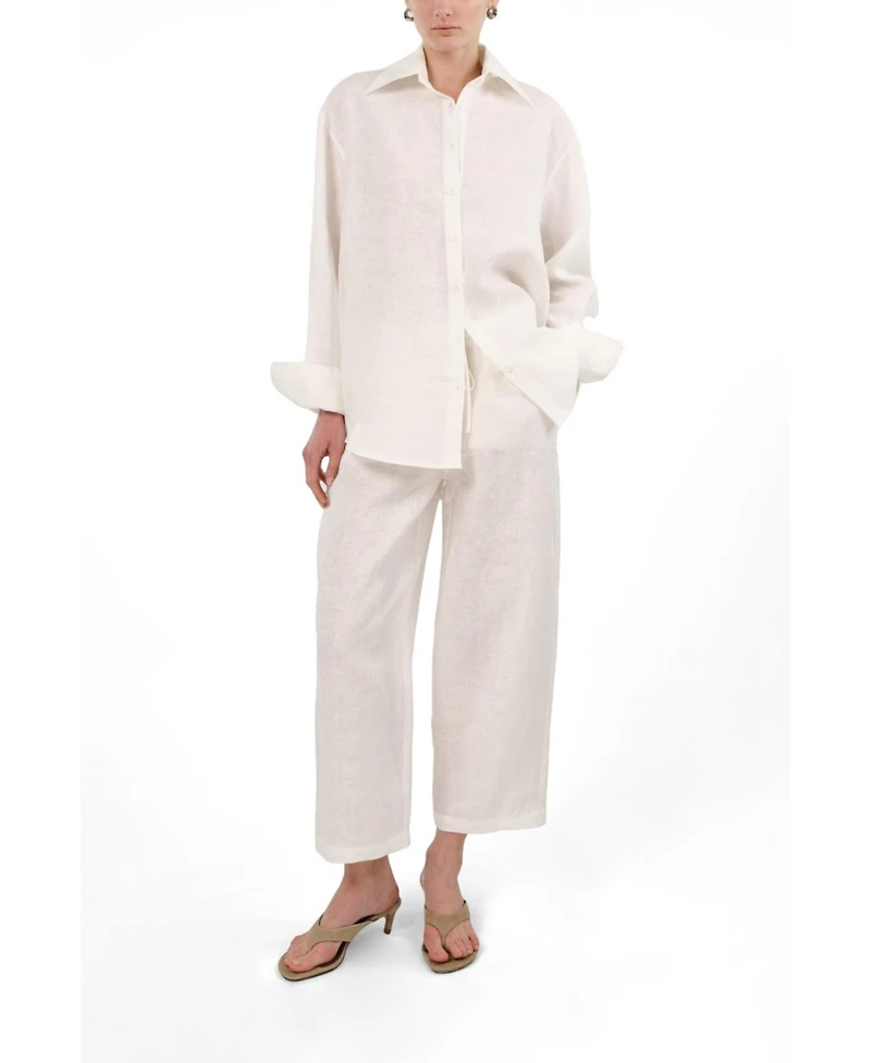 Nocturne Women's Linen Drawstring Trousers