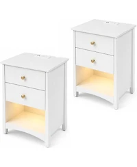 gaomon Set of 2 Mid-Century Nightstands with Charging Station