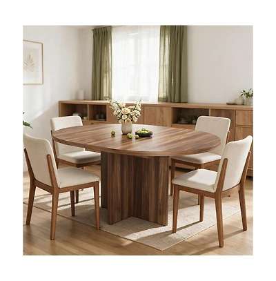 gaomon 43.3''-59'' Extendable Round Dining Table for 4-8,Kitchen Oval Dining Table with Removable Leaves