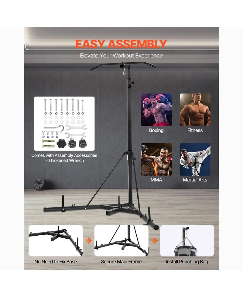Vevor 2 in 1 Heavy Duty Punching Bag Frame Boxing Punching Fitness Stand Steel