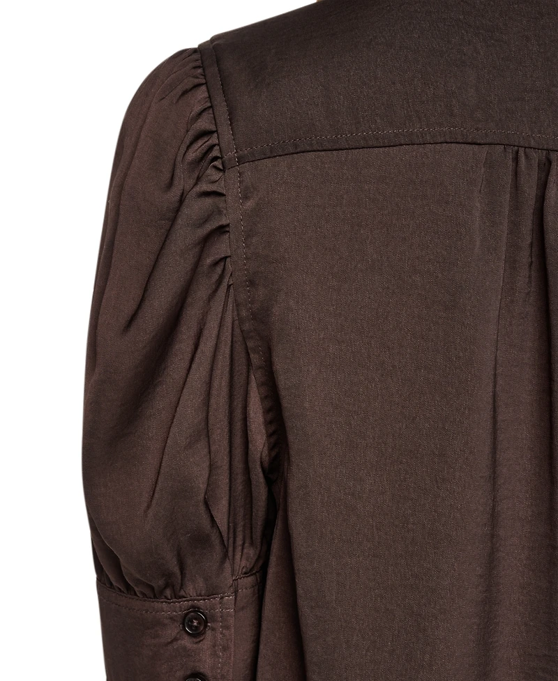 Dkny Jeans Women's Stand Collar Puff-Sleeve Shirt