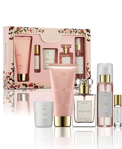 Lovery 6-Pc. Wild Rose Bath and Body Care Gift Set with Candle and More