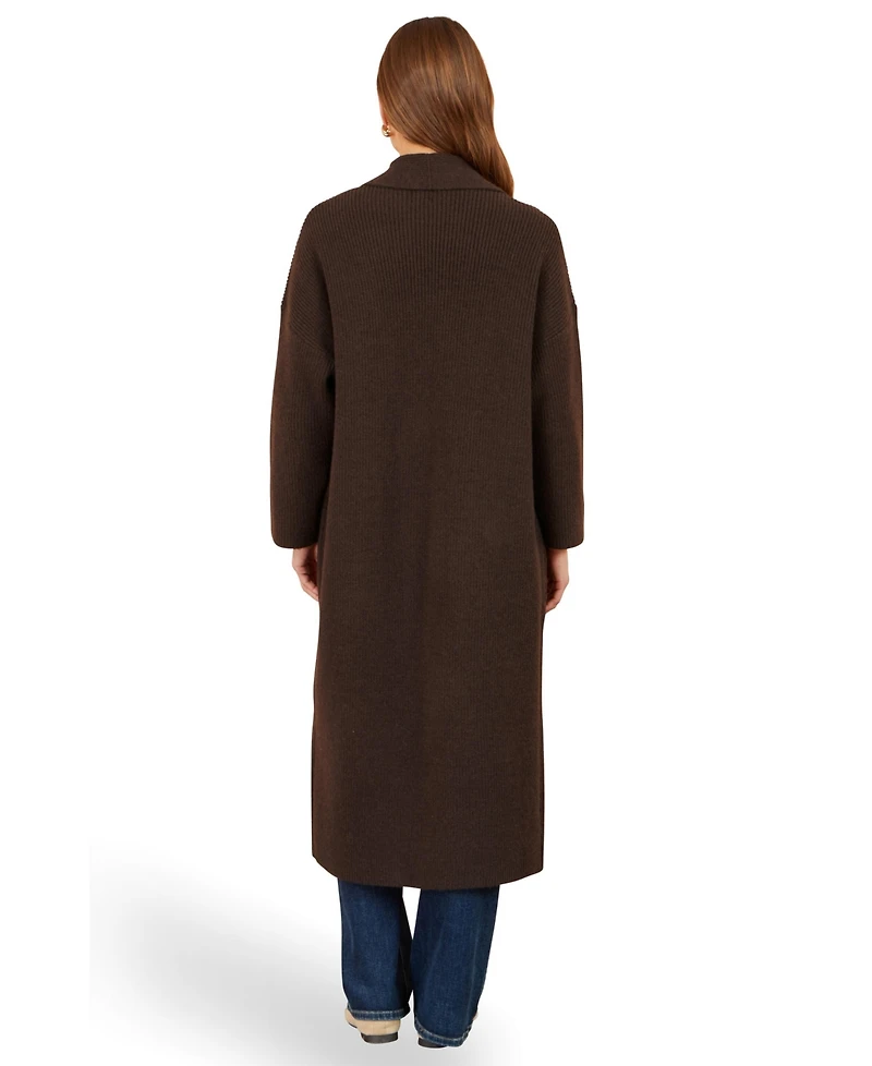 Yumi Women's Long Sleeve Knitted Maxi Cardigan
