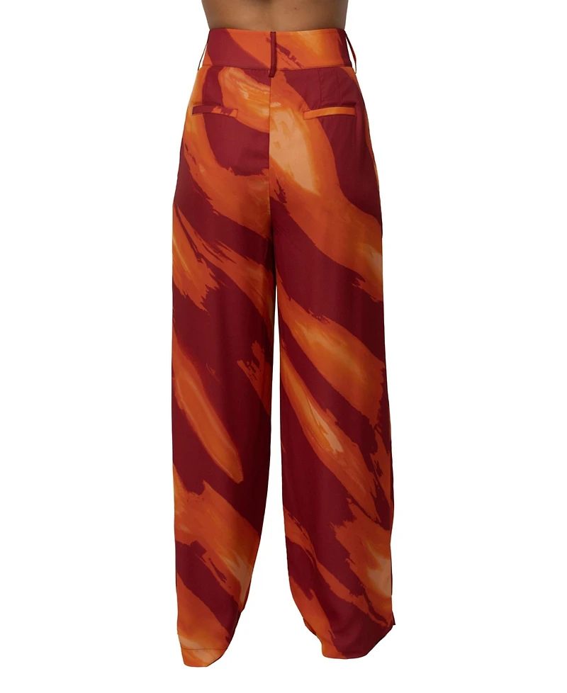 Jluxlabel Women's Soft Pleated High-Waisted Wide-Leg Trouser