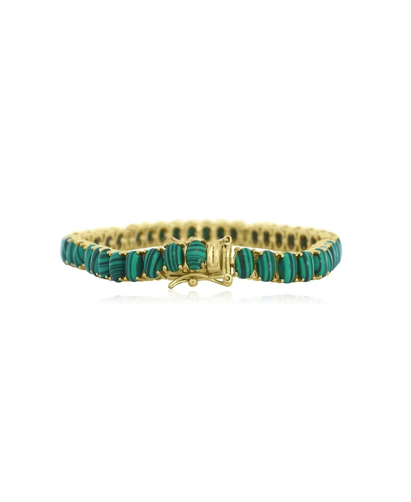 The Lovery Oval Malachite Cz Tennis Bracelet 14K Gold-Plated Sterling Silver