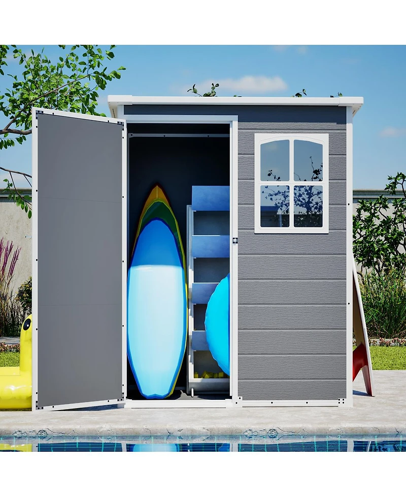 Streamdale Furniture 5x3 Feet Resin Outdoor Storage Shed With Floor, Waterproof And Lockable
