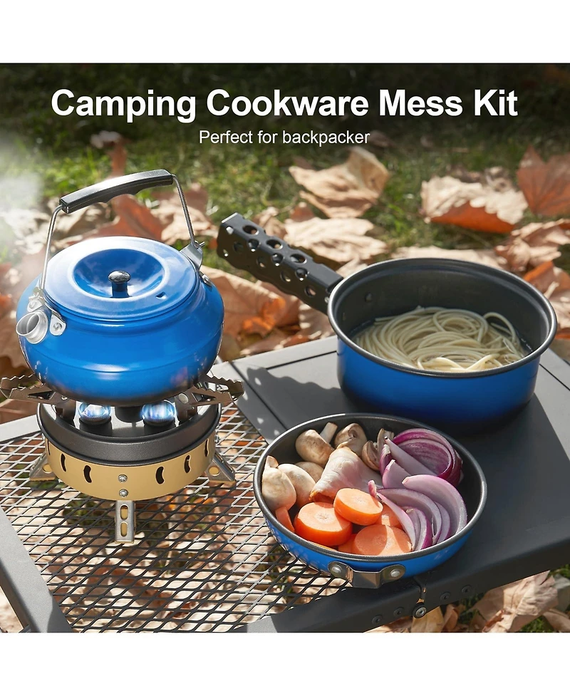 Piscifun 5-piece Camping Cookware Set Nonstick Pot Pan Kettle With Removable Handle For Hiking Picnic
