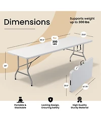 Aofar 8 Feet Foldable Table Steel Portable Heavy Duty Handle