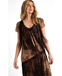 Nasty Gal Women's Floral Chiffon Fringe Maxi Dress