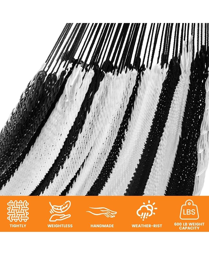 Piscifun Handwoven Mayan Double Hammock Portable Outdoor With Carry Bag Straps Carabiners 550 Lbs Capacity