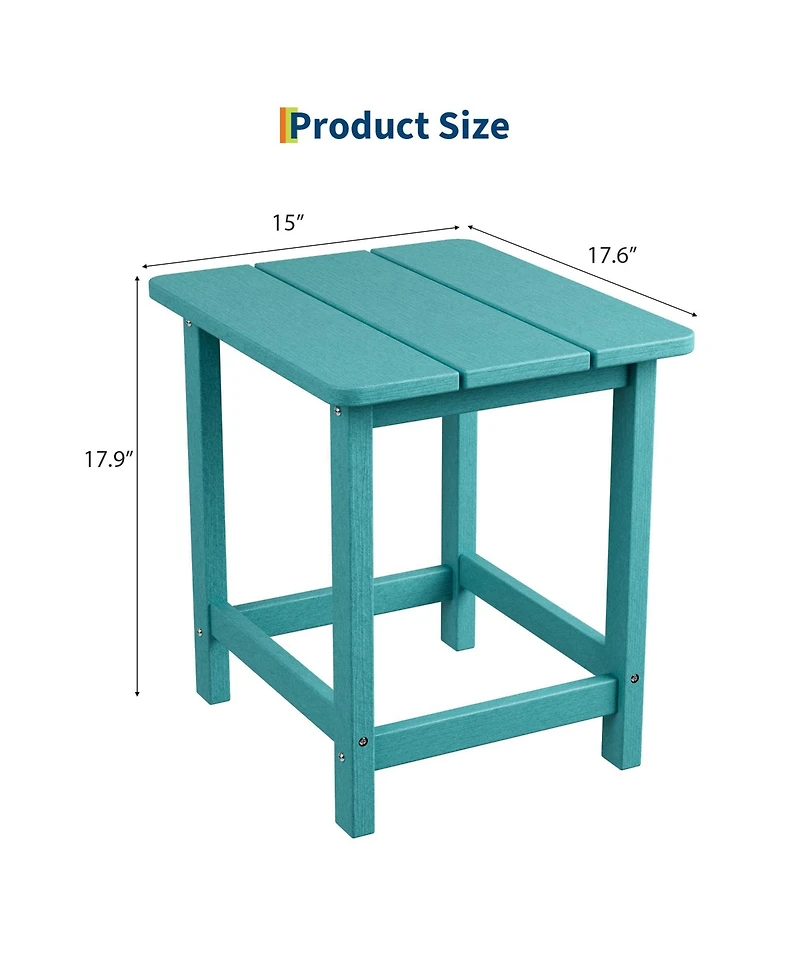 homfan Weather Resistant Hdpe Adirondack Square Side Table – Easy Assembly, Maintenance-Free for Patio Garden Balcony Porch Pool Beach
