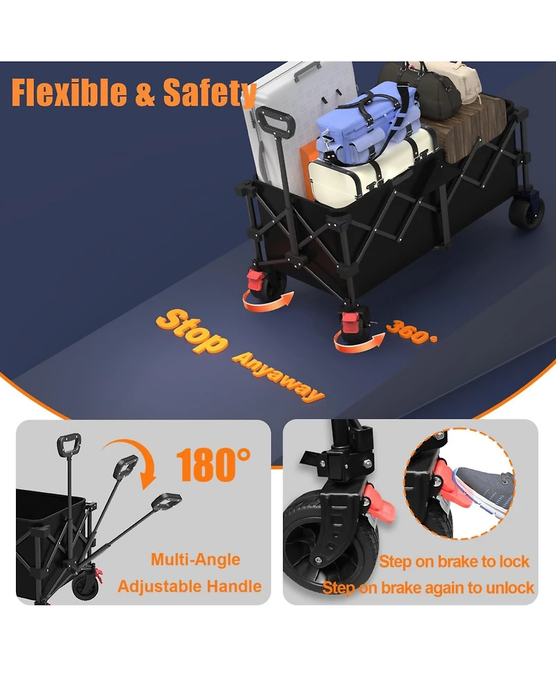 Gnuadz 41" Collapsible Folding Wagon All-terrain Wheels Utility Cart camping
