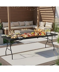 Aofar 8 Feet Folding Table Heavy Duty Plastic Utility Indoor Outdoor Party Dining Lock Function