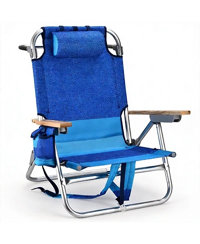 Aofar 10 inch Backpack Beach Chair Low Reclining Aluminum Folding Camping outdoor