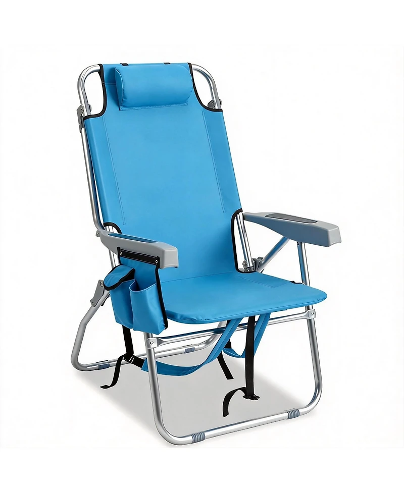 Aofar Beach Chair 5-Level Adjustable With Cooler Storage Bags