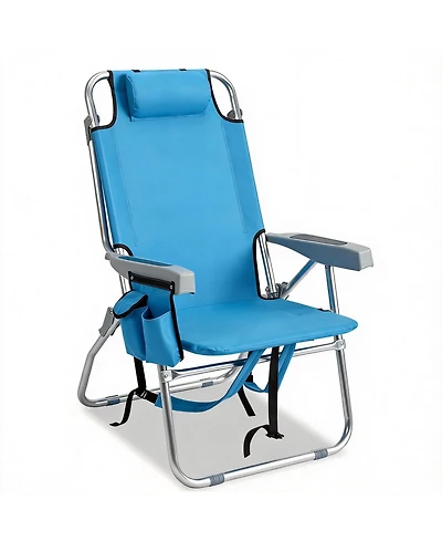 Aofar Beach Chair 5-Level Adjustable With Cooler Storage Bags